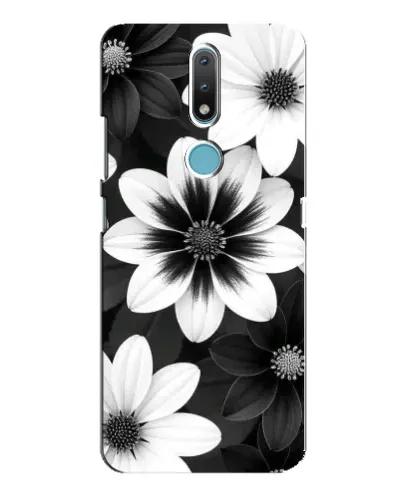 Чехол для Nokia 2.4 с картинкой «Монохромные астры»