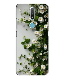 Чехол для Nokia 2.4 с картинкой «Ветка мелких белых цветов»