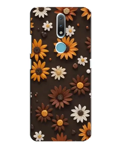 Чехол для Nokia 2.4 с картинкой «Узор из маленьких подсолнухов»