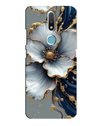 Чехол для Nokia 2.4 с картинкой «Белый цветок и золотой флюид» Чехол для Nokia 2.4 с картинкой «Белый цветок и золотой флюид»