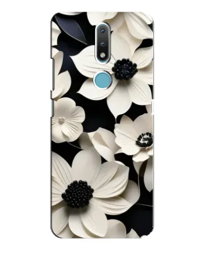 Чехол для Nokia 2.4 с картинкой «Объемные белые цветы»