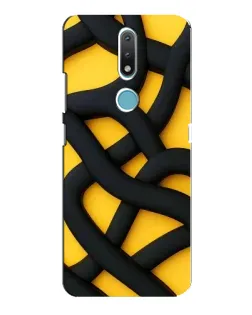 Чехол для Nokia 2.4 с картинкой «Черное желтое переплетение»