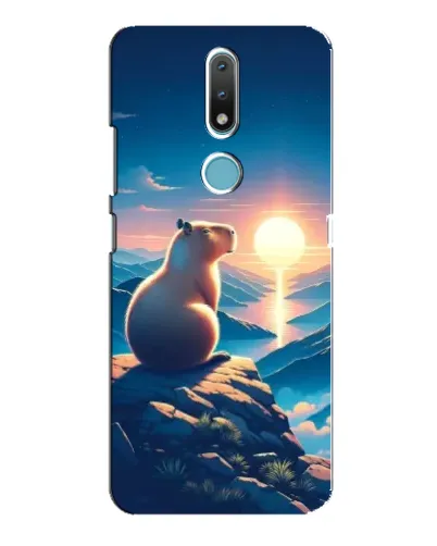 Чохол для Nokia 2.4 з картинкою «Захід сонця з капібарою»