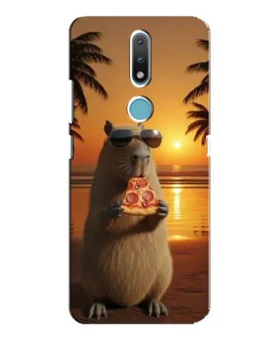 Чохол для Nokia 2.4 з картинкою «Капібара з піцою»