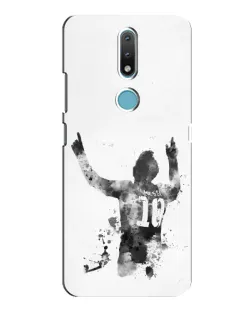 Чехол для Nokia 2.4 с картинкой «Черно-белый силуэт Месси» Чехол для Nokia 2.4 с картинкой «Черно-белый силуэт Месси»