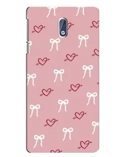 Чехол для Nokia 3.1 с картинкой «Сердца и банты»