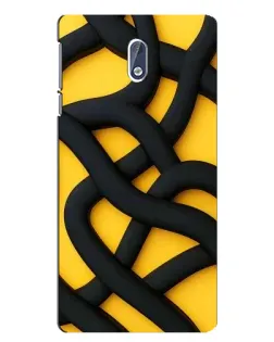 Чехол для Nokia 3.1 с картинкой «Черное желтое переплетение»