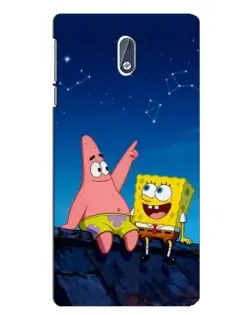 Чехол для Nokia 3 с картинкой «Губка Боб и Патрик ночью»