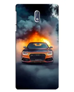 Чехол для Nokia 3 с картинкой «Audi в огненном дыму»
