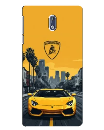 Чехол для Nokia 3 с картинкой «Желтый Lamborghini город»