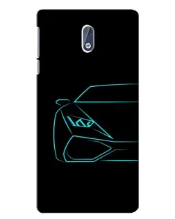 Чехол для Nokia 3 с картинкой «Голубой силуэт Lamborghini»
