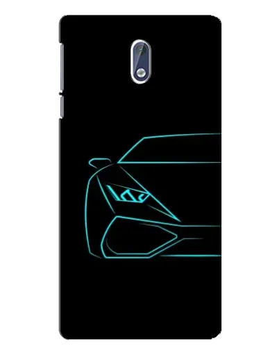 Чехол для Nokia 3 с картинкой «Голубой силуэт Lamborghini»