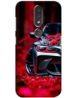Чехол для Nokia 4.2 с картинкой «Спортивная BMW и цветы»