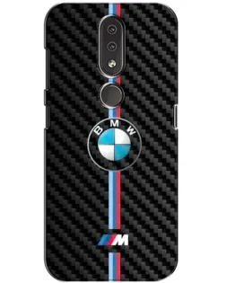 Чехол для Nokia 4.2 с картинкой «Эмблема BMW и карбон»