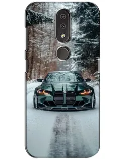 Чехол для Nokia 4.2 с картинкой «BMW в зимнем лесу»