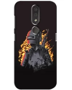 Чехол для Nokia 4.2 с картинкой «PUBG — огненный силуэт»