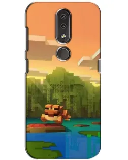Чехол для Nokia 4.2 с картинкой «Майнкрафт закат солнца»
