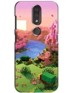 Чехол для Nokia 4.2 с картинкой «Розовое дерево Minecraft»