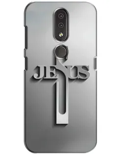 Чехол для Nokia 4.2 с картинкой «Металлический крест Jesus»
