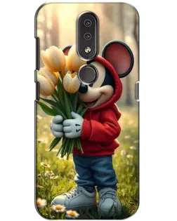 Чехол для Nokia 4.2 с картинкой «Микки с тюльпанами»