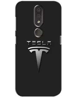 Чехол для Nokia 4.2 с картинкой «Стальной логотип Tesla»