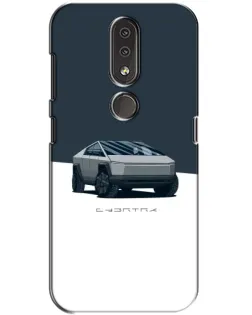 Чехол для Nokia 4.2 с картинкой «Серебристый Cybertruck Tesla»