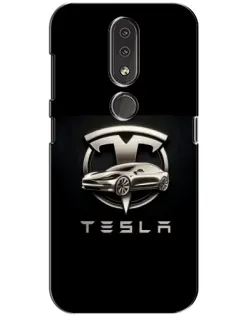 Чехол для Nokia 4.2 с картинкой «Tesla — серебристое авто»