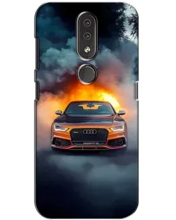 Чехол для Nokia 4.2 с картинкой «Audi в огненном дыму»
