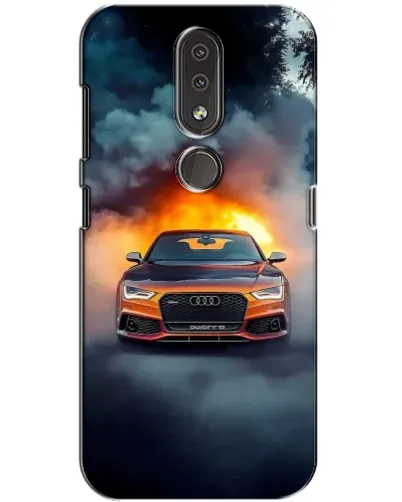 Чехол для Nokia 4.2 с картинкой «Audi в огненном дыму»