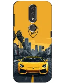 Чехол для Nokia 4.2 с картинкой «Желтый Lamborghini город»