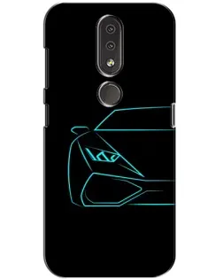 Чехол для Nokia 4.2 с картинкой «Голубой силуэт Lamborghini»