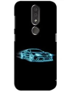 Чехол для Nokia 4.2 с картинкой «Неоновый контур Lamborghini»