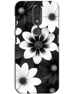 Чехол для Nokia 4.2 с картинкой «Монохромные астры»