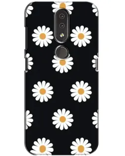 Чехол для Nokia 4.2 с картинкой «Ромашки на черном»