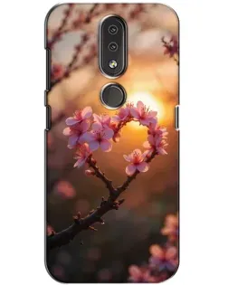 Чехол для Nokia 4.2 с картинкой «Розовый цвет сердце на фоне заката»