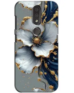 Чехол для Nokia 4.2 с картинкой «Белый цветок и золотой флюид»