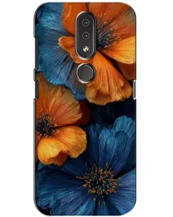 Чехол для Nokia 4.2 с картинкой «Яркая сине-оранжевая флора»