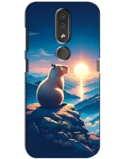 Чехол для Nokia 4.2 с картинкой «Закат солнца с капибарой»