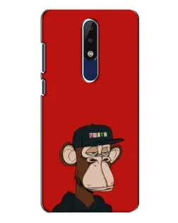 Чехол для Nokia 5.1 Plus (X5) с картинкой «Bored Ape — красный фон»