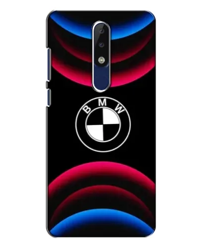 Чехол для Nokia 5.1 Plus (X5) с картинкой «Логотип BMW и неоновые дуги»
