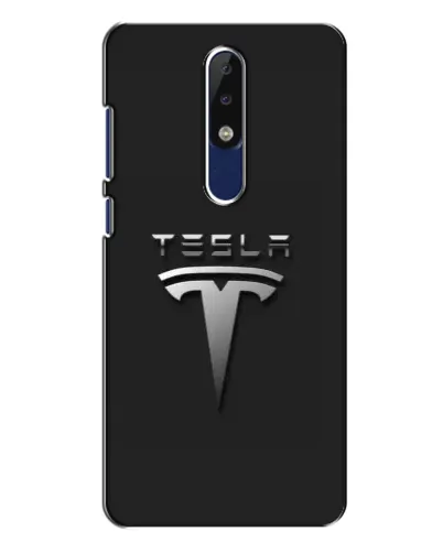 Чехол для Nokia 5.1 Plus (X5) с картинкой «Стальной логотип Tesla»