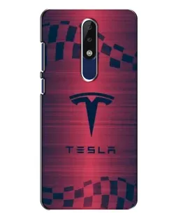 Чехол для Nokia 5.1 Plus (X5) с картинкой «Тесла красный карбон»