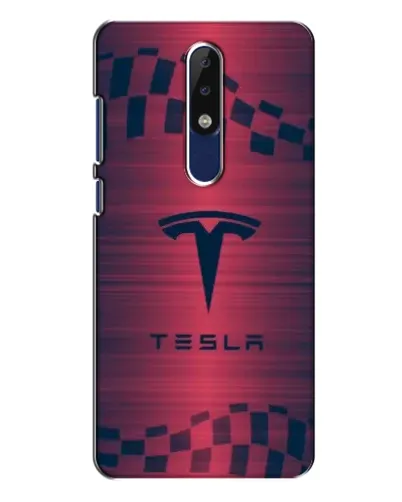 Чехол для Nokia 5.1 Plus (X5) с картинкой «Тесла красный карбон»
