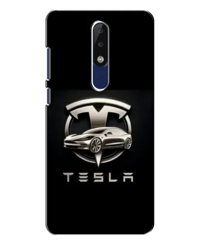 Чехол для Nokia 5.1 Plus (X5) с картинкой «Tesla — серебристое авто»