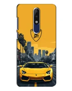Чехол для Nokia 5.1 Plus (X5) с картинкой «Желтый Lamborghini город»
