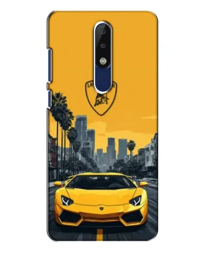 Чехол для Nokia 5.1 Plus (X5) с картинкой «Желтый Lamborghini город»