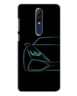 Чехол для Nokia 5.1 Plus (X5) с картинкой «Голубой силуэт Lamborghini»