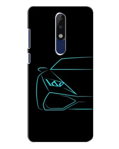 Чехол для Nokia 5.1 Plus (X5) с картинкой «Голубой силуэт Lamborghini»