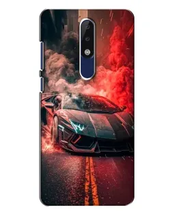 Чехол для Nokia 5.1 Plus (X5) с картинкой «Lamborghini красный дым»