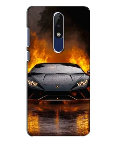 Чехол для Nokia 5.1 Plus (X5) с картинкой «Lamborghini в огне»